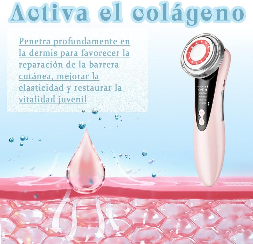 Masajeador facial con frío y calor antiarrugas rosa - additional image 1